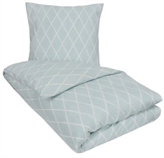 Sengetøj 200x220 cm - Karen blåt sengetøj - Mønstret dobbelt dynebetræk - 100% Bomuld - Nordstrand Home